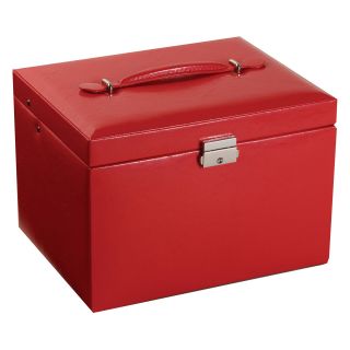 Mele Delphine Drop Front Locking Jewelry Box   Cherry Snakeskin Faux Leather   9.38W x 6.5H in.   Womens Jewelry Boxes