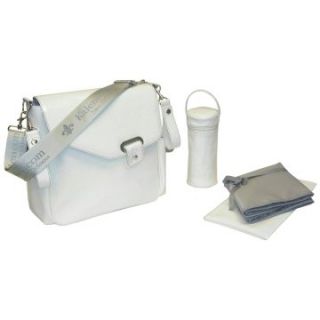 Kalencom Ozz Iridescent Diaper Bag in Patent Cream   Designer Diaper Bags