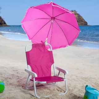 Kids Pink Beach Chair & Umbrella   Kids Outdoor Chairs