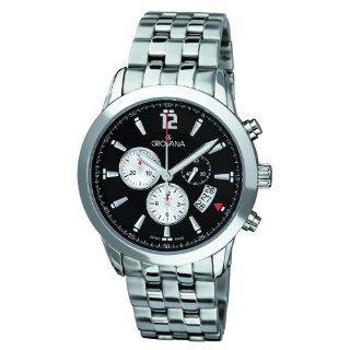 Grovana Men's Quartz Watch with Black Dial Chronograph Display and Silver Stainless Steel Bracelet 1567.9137 Watches