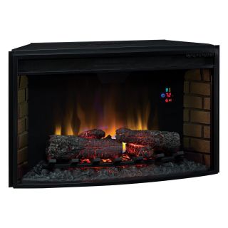 Classic Flame 32 in. Curved Electric Fireplace Insert with Backlit Display   Electric Inserts