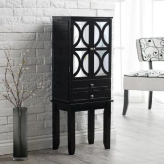 Belham Living Mirrored Lattice Front Jewelry Armoire   High Gloss Black   Jewelry Armoires