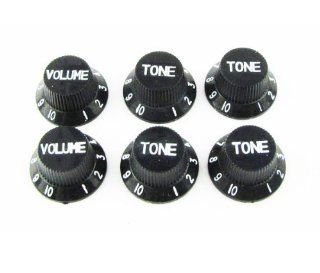 IKN Guitar Volume and Tone Knobs Sets Plastic Black for Strat Style Guitar Pack of 4sets Musical Instruments