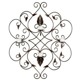 Ivy and Leaf Wrought Iron Candle Wall Sconce   32.3H in.   Candle Sconces
