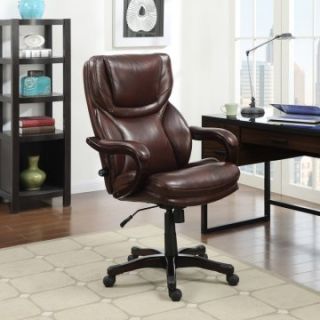 Serta Eco friendly Bonded Leather Executive Big & Tall Office Chair   Dark Redwood   Desk Chairs