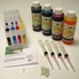 InkOwl   Extra Large Refillable Cartridges for BROTHER LC51 (80 100ml capacity) + 4x120ml ink + syringes