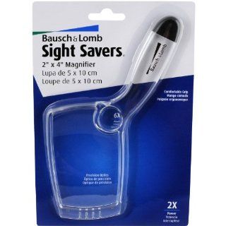 Bausch & Lomb 2X   6X Sight Savers Rectangular Handheld Magnifier with Acrylic Lens, 4 x 2 Inches (2206)  Magnafine Glass 