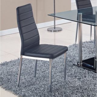Global Furniture Ribbed PVC Dining Side Chair   Black (NSS)