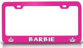 BARBIE Princess Girly Girl Steel Metal License Plate Frame Pink Automotive