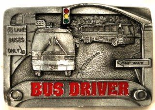 BUS DRIVER MOTOR VEHICLE PEWTER BELT BUCKLE MADE IN USA BY C&j 