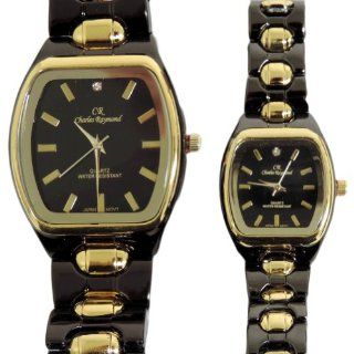 Charles Raymond His & Hers Designer Watches Black/Gold Bracelet with Black/Gold Face Watch Set Watches