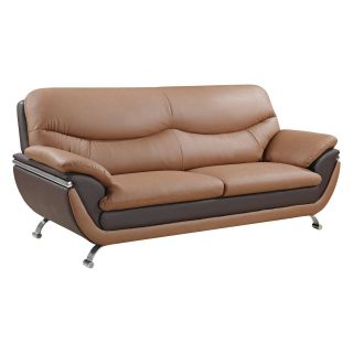 Global Furniture U2106 Leather Sofa   Tan / Brown   Sofas