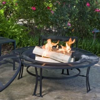 CobraCo Steel Mesh Rimmed Fire Pit and Bench Set   Fire Pits