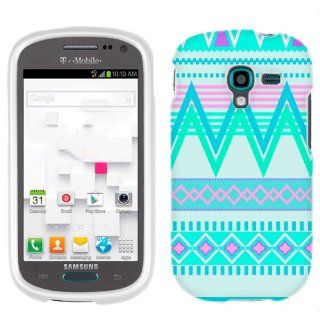 Samsung Galaxy Exhibit Aztech Andes Tribal White and Teal Pattern Phone Case Cover Cell Phones & Accessories