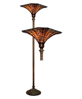 Warehouse of Tiffany 113+BB75B Large Tiffany Style Golden Amber Torchiere Floor Lamp   Tiffany Floor Lamps
