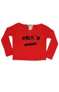 SONIA RYKIEL ENFANT Cropped Long Sleeve "Rockin" T Shirt  6  RED Clothing