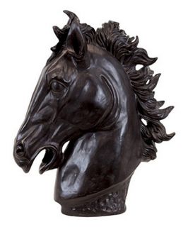 Urban Trends 19H in. Resin Horse Head   Black   Sculptures & Figurines