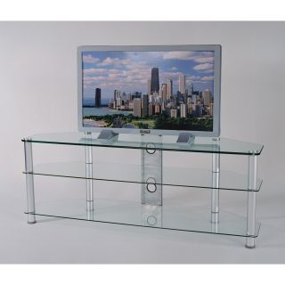 RTA Home and Office TVM 060 Tempered Glass and Aluminum TV Stand with Wire Management   TV Stands