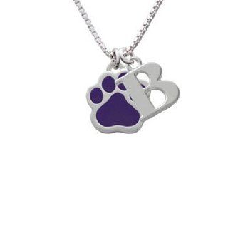 Large Purple Paw Initial B Charm Necklace Delight Jewelry Jewelry