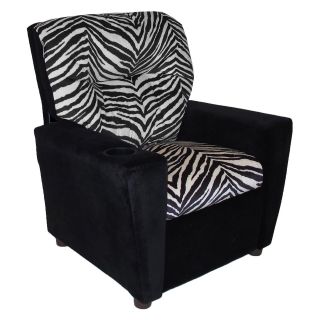 Dozydotes Kid Recliner with Cup Holder   Zebra/Black   Chairs