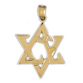 14K Gold Charm Pendant 2.7 Grams Religious Jewish Star David Shield9220 Design Jewelry