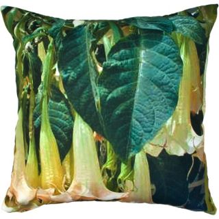 Divine Designs Trumpet Flower Outdoor Pillow   20L x 20W in.   Green   Outdoor Pillows