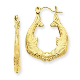14k Dolphin Hoop Earrings Jewelry