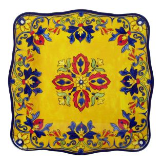 Le Cadeaux 9 in. Square Salad Plate   Seville Yellow Set of 4   Outdoor Dinnerware