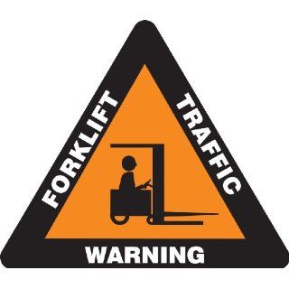 Accuform Signs PSR816 Slip Gard Adhesive Vinyl Triangle Shape Floor Sign, Legend "WARNING FORKLIFT TRAFFIC" with Graphic, 17" Length, White/Black on Orange Industrial Floor Warning Signs