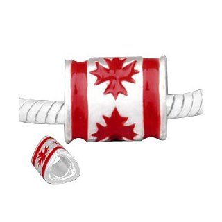 European charm metal bead Canada flag Fit All Brands Silver Plated Bracelets Beads Charms