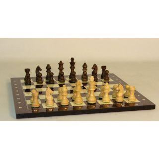 German Knight Chess Set on Alpha Numeric Decoupage Board   Chess Sets