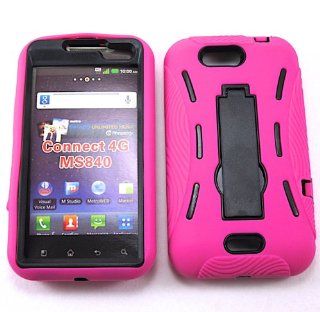 DUAL LAYER COVER FOR LG CONNECT 4G CASE HARD SOFT KICKSTAND AA 005 MS 840 CELL PHONE ACCESSORY Cell Phones & Accessories