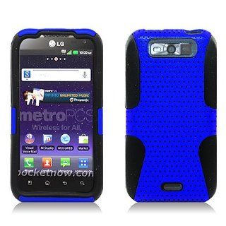 LG Connect 4G MS840 Black/Blue Perforated Cover Cell Phones & Accessories