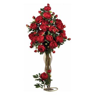 38.5 in. Set of 12 Peony with Leaves Stems   Silk Flowers