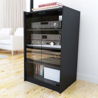 Sonax CR 2360 Cranley 21 in. Wide Midnight Black Enclosed Component Stand   Media Storage
