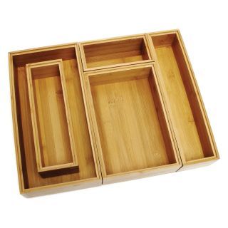 Lipper Bamboo Drawer Organizer Boxes   Set of 5   Kitchen Drawer Organizers