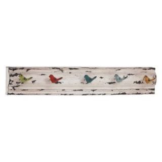Rectangular Panel with Multicolored Bird Hooks   Wall Shelves & Hooks