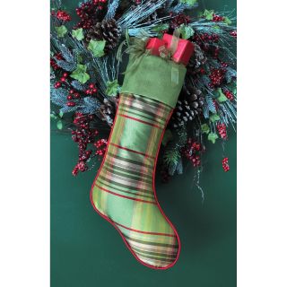 Melrose International 20 in. Taffeta Plaid Stocking   Christmas Stockings