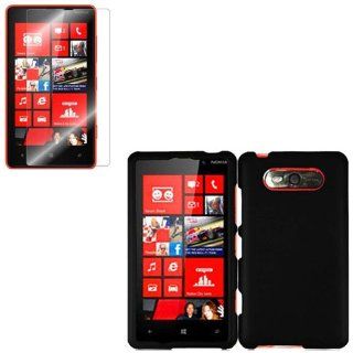 iFase Brand Nokia Lumia 820 Combo Rubber Black Protective Case Faceplate Cover + LCD Screen Protector for Nokia Lumia 820 Cell Phones & Accessories