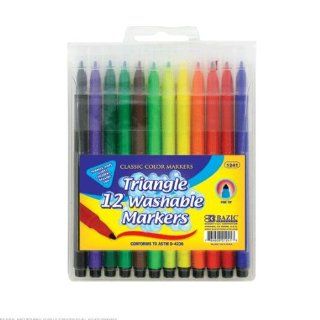 BAZIC Triangle Washable Watercolor Markers 12 Packs of 12