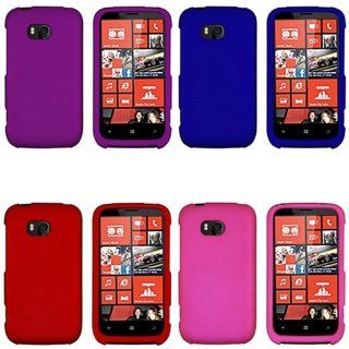 iFase Brand Nokia Lumia 822 Combo Rubber Dark Blue + Rubber Red + Rubber Purple + Rubber Rose Pink Protective Case Faceplate Cover for Nokia Lumia 822 Cell Phones & Accessories