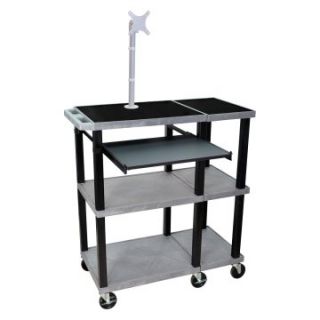 Luxor Extra Wide Laptop Presentation Cart with Monitor Mount   Computer Carts