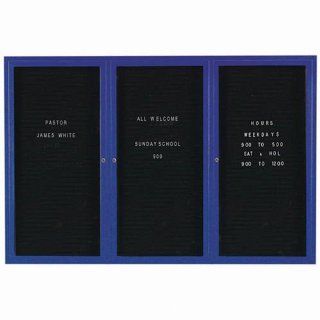 Aarco Products ADC4872 3IB 3 Door Indoor Illuminated Enclosed Directory Board with Blue Anodized Aluminum Frame 48H x 72W  Ordinary Display Boards 
