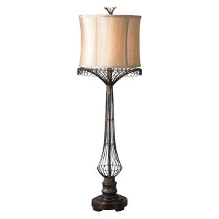 Uttermost 29543 Lubriano Table Lamp   13W in. Heavily Distressed Gold Leaf and Aged Black   Table Lamps