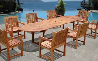 Arched Extension Table Outdoor Dining Set   Seats 8   Patio Dining Sets