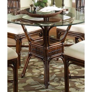 Hospitality Rattan Polynesian Indoor Rattan & Bamboo 42 in. Round Dining Table with Beveled Glass   Antique   Dining Tables