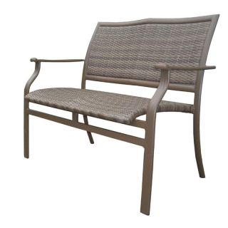 Panama Jack Island Cove Woven Stackable Loveseat Bench   Outdoor Benches