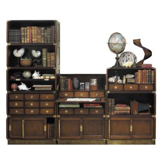 Authentic Models Campaign Drop Down Desk and Bookcase Wall   Bookcases