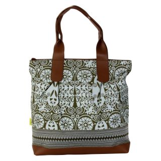Amy Butler for Kalencom Cara Tote Bag   Temple Doors Tobacco   Luggage