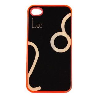 Iphone 4, 4S Orange Protective Hard Case Cover with 3D, Holographic Leo Zodiac insert Cell Phones & Accessories